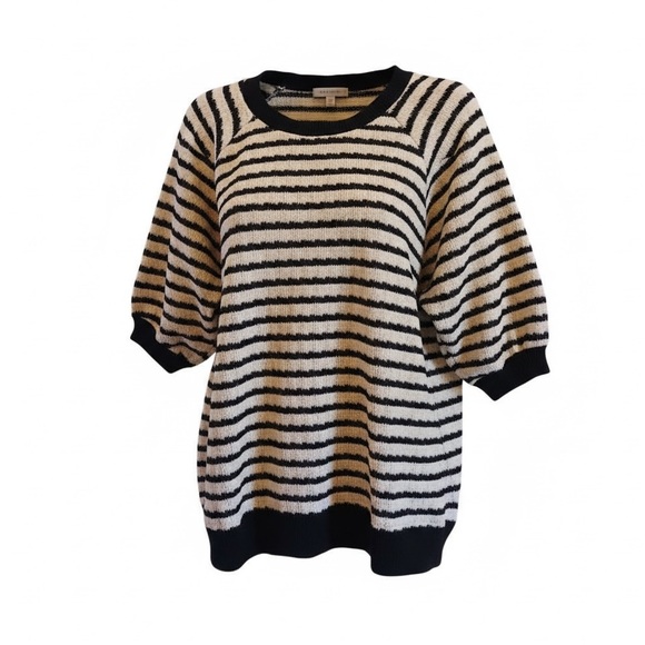 torrid Belle Isle Ribbed Raglan Crewneck Top Navy White Size 0, Lg 12 - Picture 15 of 16